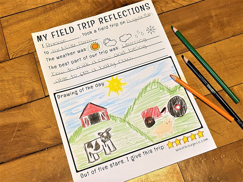 Field Trip Printable Reflections Activity Homeschool Teacher Etsy