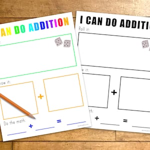 Printable Math Game, Addition Dice Activity, Learning to Count, Educational Activity, Homeschool Download, Teaching Kindergarten image 2