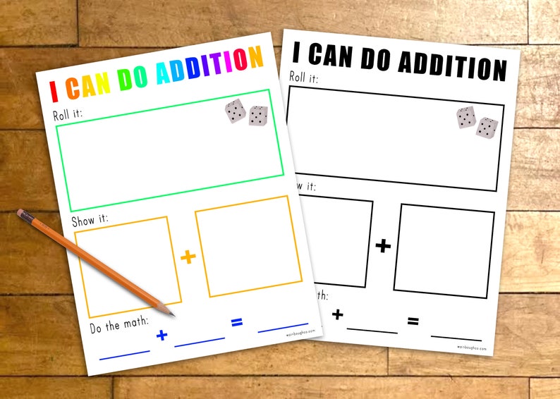 Printable Math Game, Addition Dice Activity, Learning to Count, Educational Activity, Homeschool Download, Teaching Kindergarten image 2