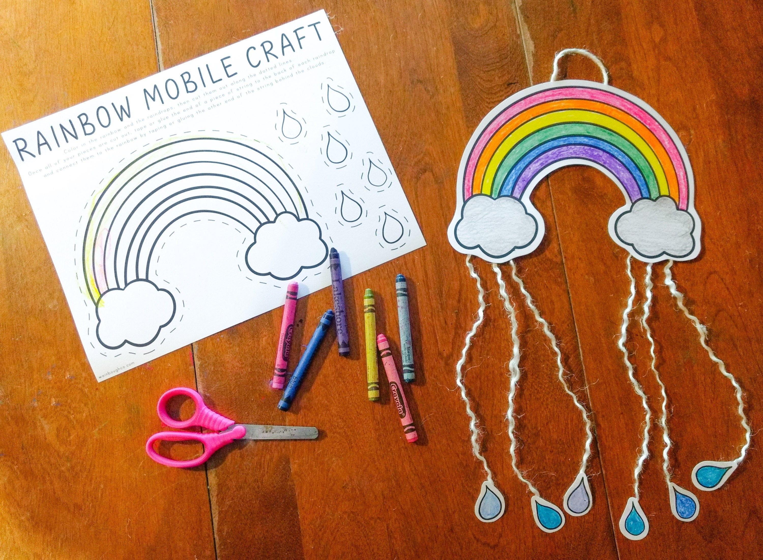 Baby SPRINKLE Decor/ SPRINKLE Party / 3D Clouds and Raindrop Rainbow  Garland / Baby Shower Decorations / DIY Nursery Mobile 