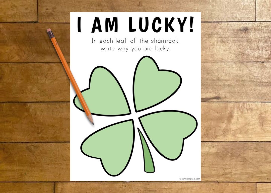 I Am Lucky Writing Activity, St Patrick's Day Printable, Journal Prompt I Am Lucky Writing Activity, St Patrick's Day Printable, Journal Prompt