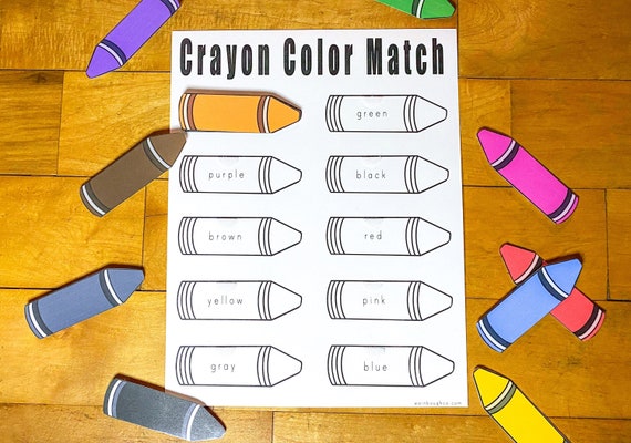 Crayon Color Match Printable Learning Activity Preschool - Etsy