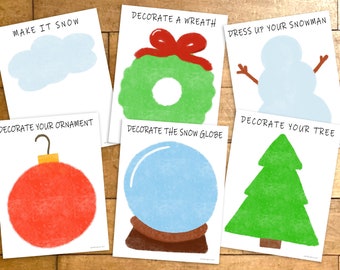 Winter Play Dough Mat Activity Bundle, Printable Modeling Dough Pages, Kids Christmas Activity, Preschool Craft