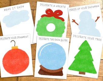 Winter Play Dough Mat Activity Bundle, Printable Modeling Dough Pages, Kids Christmas Activity, Preschool Craft