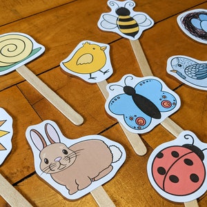 Spring Puppets, Craft Stick Printable Puppets, Kids Pretend Play, Busy Activity, Animal Puppets, Easter Printable