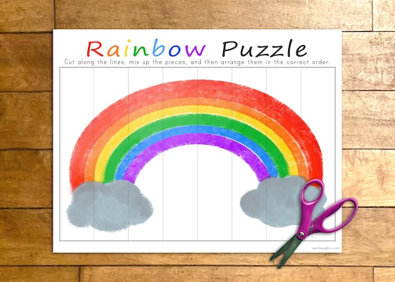 Rainbow Puzzle Printable Game Weather Activity for Kids