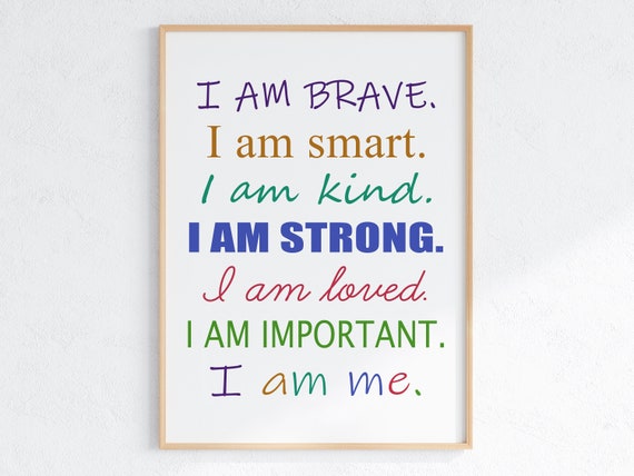 Positive Affirmations Printable Art, Classroom Wall Poster, Nursery Decor, Kids Room Art Download