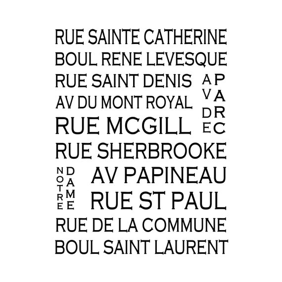 Montreal Quebec Canada Love This Place Street Name Art Etsy