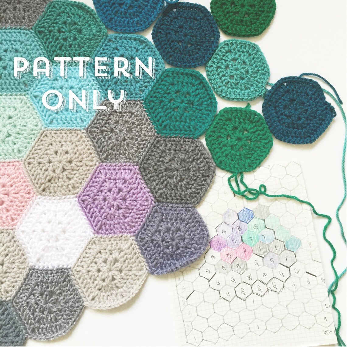 Colour Block Hexie Crochet Blanket Pattern Etsy Canada