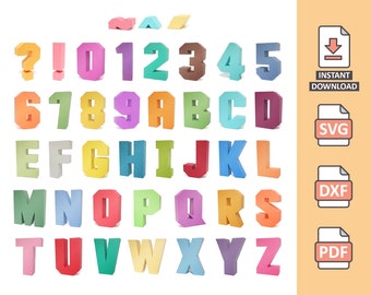 3D Square Letters, Accents, Marks and Numbers Pack - alphabet characters words simbol cutting files for manual or machine cut svg