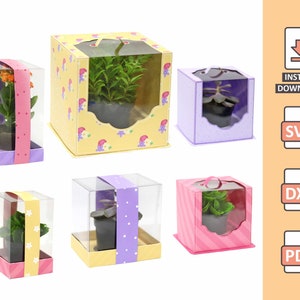 Clear Boxes for Mini Vases 3D papercrafts plants mother projects cutting files for silhouette cricut work scrap svg Nilmara Quintela image 1