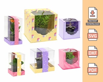 Clear Boxes for Mini Vases - 3D papercrafts plants mother projects cutting files for silhouette cricut work scrap svg Nilmara Quintela