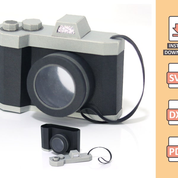 3D Camera Box - appareil photo d’artisanat en papier pour bonbons - photographe photo image instagram social party svg fichier de découpe manuel ou découpe machine