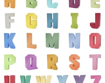 3D Square Letters Pack - Alphabet cutting files for manual or machine papercraft svg Nilmara Quintela table decoration Silhouette Cricut