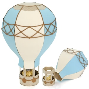 Caixa de Balão - Arquivos de Corte 3D tema viagem - Bolsa de balonista, caixa de doces para avião ferrero céu nuvem svg Nilmara Quintela