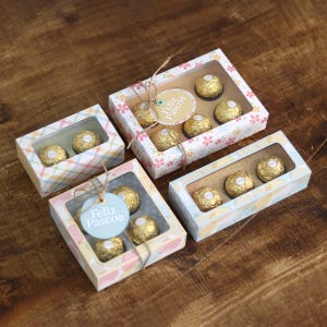 Projet de paquet de boîte de bonbons pour l'artisanat du papier - modèle 3D de boîte de bonbons chocolat Pâques svg silhouette cricut téléchargement Nilmara Quintela