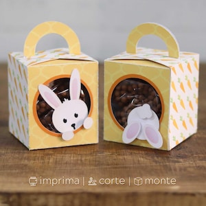 PRINTABLE Bunny in Burrow Box Project rabbit candy box chocolate easter svg silhouette cricut 3D template instant download Nilmara Quintela