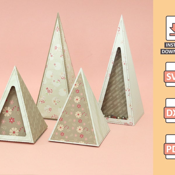 Pyramid Box Pack - 3D Projekt für Papercraft große Vorlagen Schneidedateien für Schere Silhouette Cricut Scrap svg Basic Template Nilmara