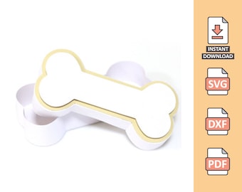 3D Bone box - craft project bone box - Manual and machine cut files - animal pet puppy toy svg