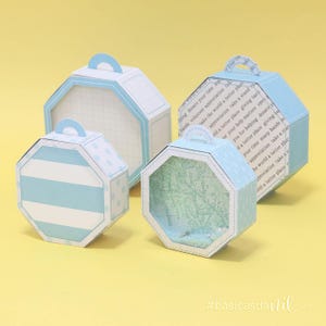 Octagonal Box Pack - 3D project for papercraft large templates cutting files scissors silhouette cricut scrap svg basic template Nilmara