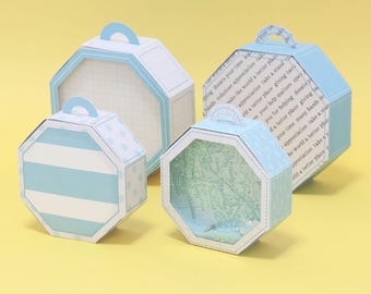 Octagonal Box Pack - 3D project for papercraft large templates cutting files scissors silhouette cricut scrap svg basic template Nilmara