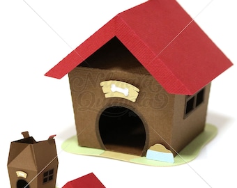 Dog House - 3D craft project dog house - Manual and machine cut files animal pet garden party puppy svg silhouette cricut Nilmara