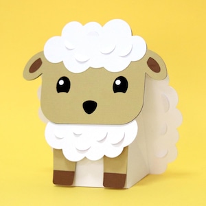 Création en papier de projet de boîte d'agneau - boîte de bonbons chocolat Pâques svg silhouette cricut modèle 3D téléchargement instantané de Jésus Nilmara Quintela