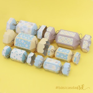 Pack de bonbonnière hexagonale - SVG 3D projet papercraft grande boîte de bonbons fichiers de découpe cricut silhouette ciseaux travail modèle de base Nilmara