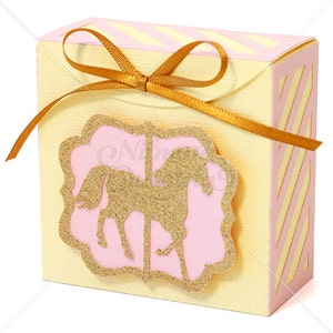 Little Horse Box - 3D Cutting File for papercraft - Circus Theme, Popcorn ponny gold glitter svg