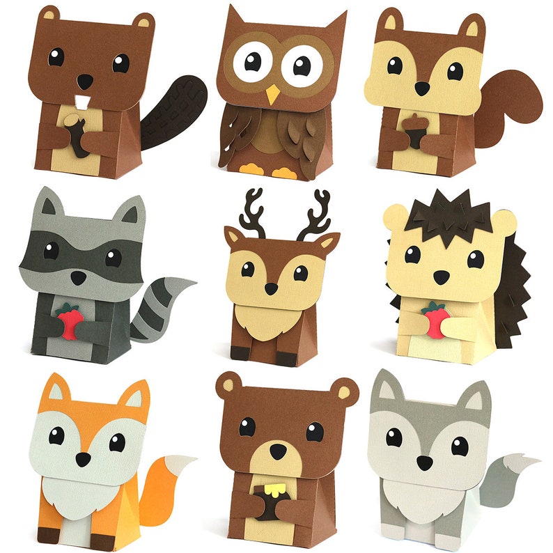 Download Woodland Animals Pack 3d Animal Candy Box Projects Cutting Svg Files Papercraft Squirrel Bear Owl Beaver