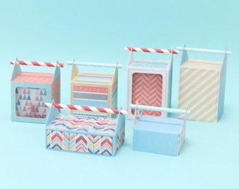 Straw Handle Box Pack - 3D project papercraft large templates cutting files for scissors silhouette cricut scrap svg basic template Nilmara