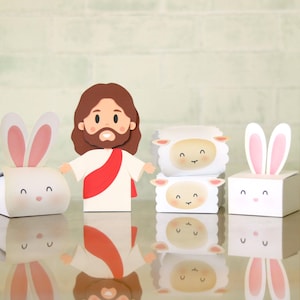 Pâques Pack papier artisanat boîte de bonbons Jésus agneau lapin église chocolat svg silhouette cricut modèle 3D Téléchargement instantané Nilmara Quintela
