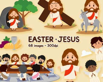 Easter Clipart Kit - Life of Jesus Christ PNG Christianity Religion Messiah Nazareth Bible resurrection church illustration card Nilmara