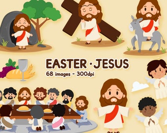 Pasen Clipart Kit - Leven van Jezus Christus PNG Christendom Religie Messias Nazareth Bijbel opstanding kerk illustratie kaart Nilmara