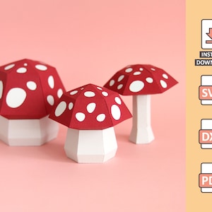 Mushrooms Box Kit paper crafting - candy box chocolate easter Mario Cart svg silhouette cricut 3D template instant download Nilmara Quintela