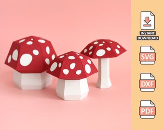 Mushrooms Box Kit paper crafting - candy box chocolate easter Mario Cart svg silhouette cricut 3D template instant download Nilmara Quintela