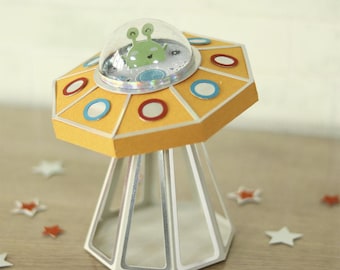 UFO Box - flying saucer favor party theme spacial astronaut universe planets candy birthday svg dxf cut silhouette cricut Nilmara