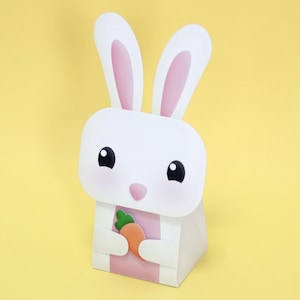 Artisanat en papier imprimable lapin boîte projet - boîte à bonbons chocolat Pâques svg silhouette cricut modèle 3D téléchargement immédiat Nilmara Quintela