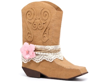Cowgirl Boot - 3D project for manual cut or machine cutting file country theme - Cowgirl cowboy saloon boot svg cricut silhouette Nilmara