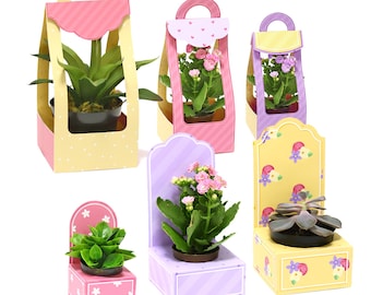 Bags for Mini Vases - 3D papercrafts plants mother projects cutting files for silhouette cricut work scrap customizable svg Nilmara Quintela