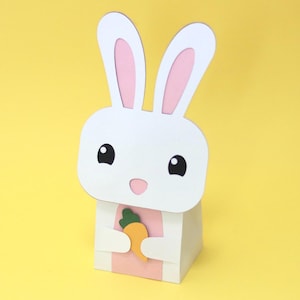 Création en papier de lapin boîte projet - boîte à bonbons chocolat Pâques svg silhouette cricut modèle 3D téléchargement immédiat Nilmara Quintela