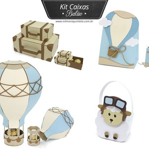 Pack de ballons - fichiers de découpe 3D thème voyage - mouton aérostier, valise, sac ballon, bonbonnière pour ferrero svg Nilmara Quintela