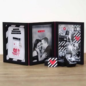 Triple frame Valentines Day scrpabook gift chocolate love couple heart 3D card svg cricut puzzle silhouette printable Nilmara Quintela