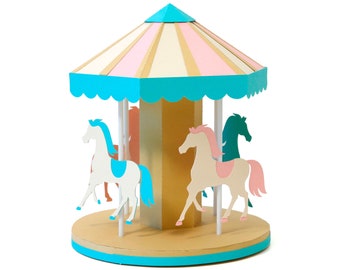 3D Carousel - Cutting File for papercraft - Circus Theme park theme horse toy ponny svg silhouette cricut Nilmara Quintela