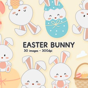 Easter Bunny Clipart Kit - eggs hunt chocolate PNG Christianity Religion spring bundle card making kids Nilmara