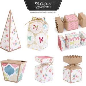 Basic Boxes Pack - 3D project for papercraft, pyramid candy milk sushi box - cutting files for manual or machine work scrap svg