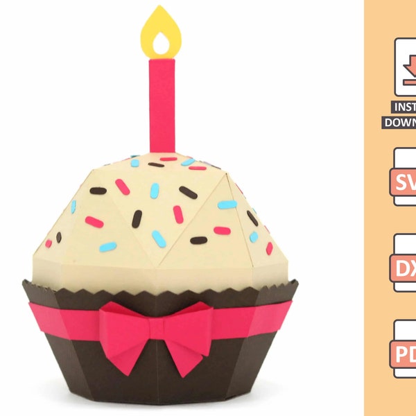 Cupcake box - candy box chocolat easter birthday muffin svg silhouette cricut 3D template téléchargement instantané Nilmara Quintela