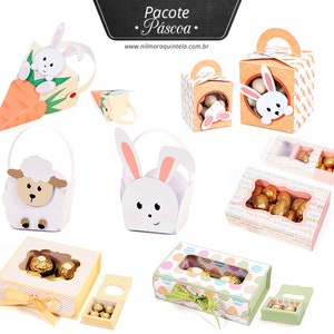 Pack – Osterbox 3D Designs für Ostern Candy Box Karotte Kaninchen Mädchen Junge Schafe Ei - manuelle und maschinelle Schnittdateien svg