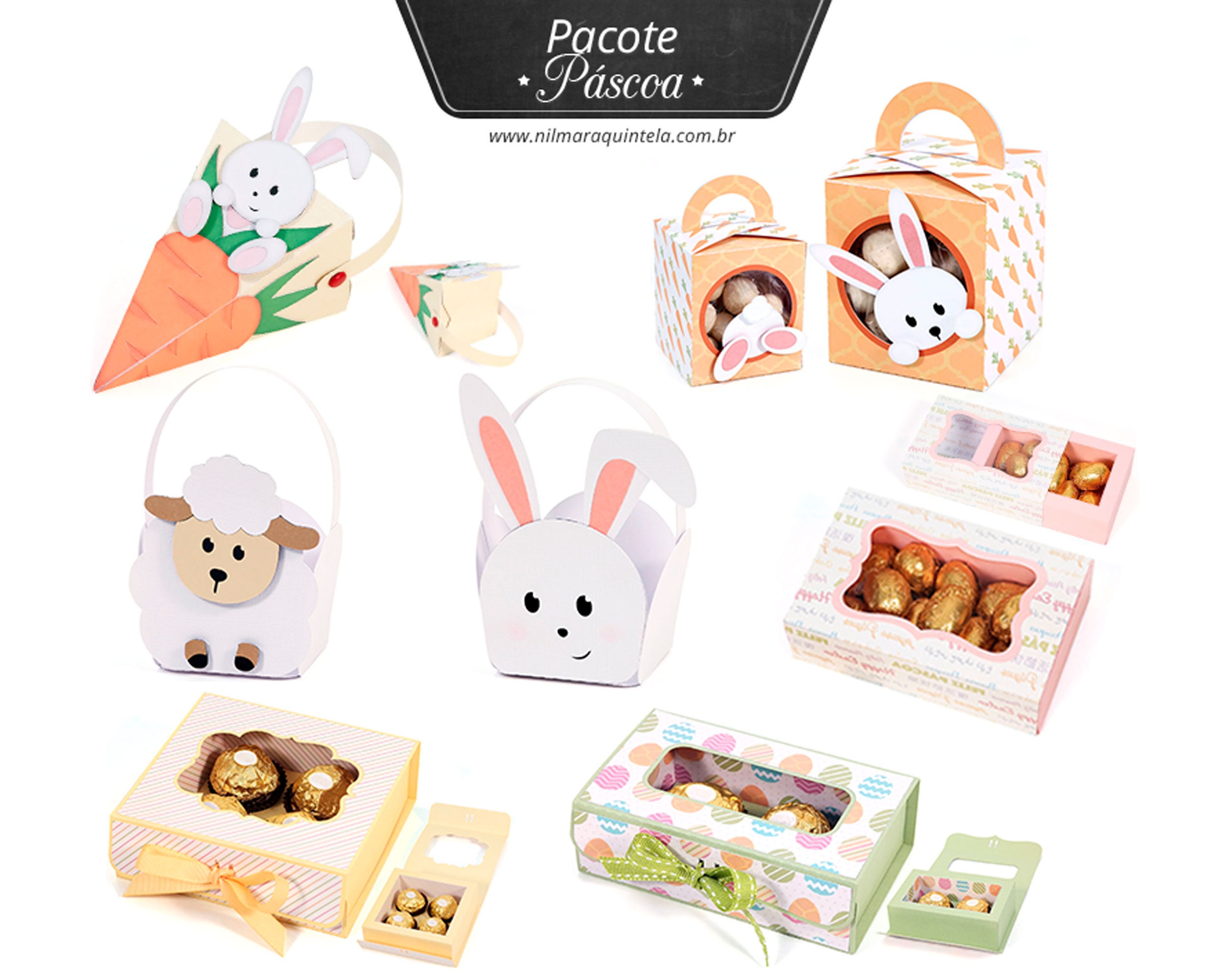 Pack – Easter Box 3D designs for easter candy box carrot rabbit girl boy sheep egg - Manual and machine cutting files svg