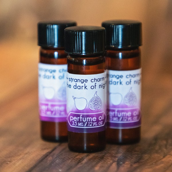 The Dark of Night Perfume Oil, fall gift, autumn perfume, body oil, indie fragrance, indie perfume, fig, tobacco, nature gift, smoke, fruity